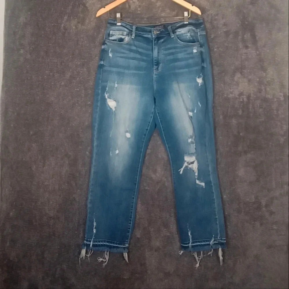 Judy Blue release hem high waisted straight leg distressed women's 31 - Picture 3 of 7